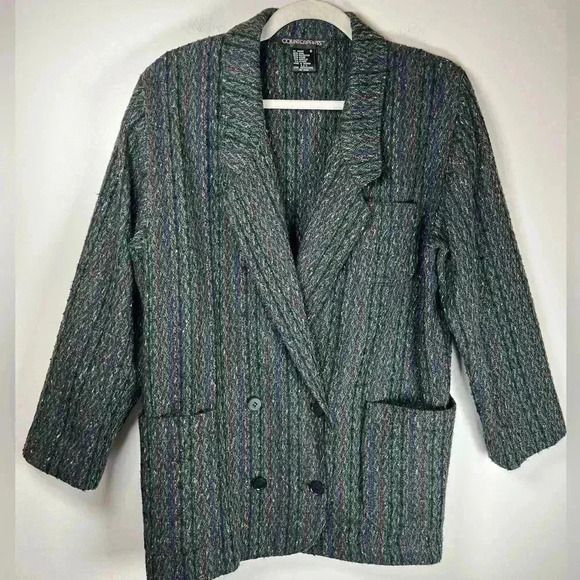 Vintage Counterparts Wool Blend Multicolor Stripe Tweed Blazer Women’s Size 6 - Picture 6 of 13